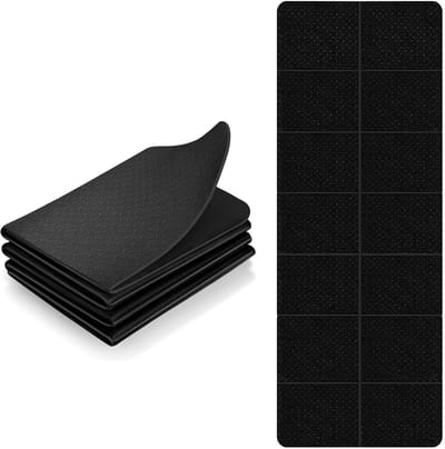 Opvouwbare yogamat, antislip, draagbare fitnessmat, antislip, licht TPE, sport, reisyogamat voor reizen, pilates, yoga, fitness, sport, 183 x 61 x 0,4 cm, leerroze (zwart)