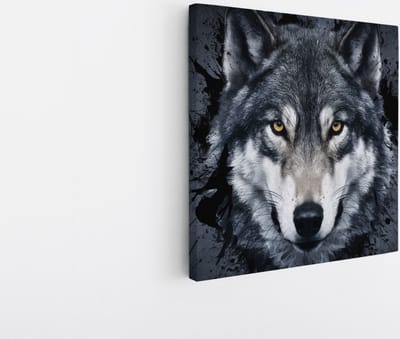 Saammp Canvas Schilderij - Wolf - Abstract - Dieren - Natuur - 20x20 - Foto op canvas - Wanddecoratie - muurdecoratie Woonkamer - Slaapkamer decoratie - Canvas Print