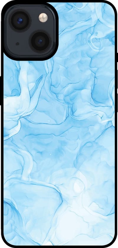 Smartphonica Telefoonhoesje geschikt voor iPhone 15 met marmer opdruk - TPU backcover case marble design - Lichtblauw geschikt voor iPhone 15