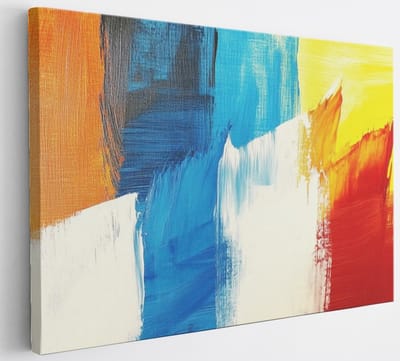 Saammp Canvas Schilderij - Kleurrijk geblokt - Abstract kunstwerk - 30x20 - Foto op canvas - Wanddecoratie - Muurdecoratie Woonkamer - Slaapkamer decoratie - Canvas Print