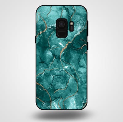 Smartphonica Telefoonhoesje voor Samsung Galaxy S9 met marmer opdruk - TPU backcover case marble design - Goud Groen geschikt voor Samsung Galaxy S9