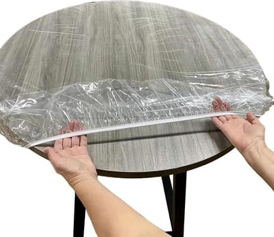 Tafelbescherming Rond - Tafelkleed Beschermend - Buiten Gebruik - Met Elastisch Koord - 122 cm Diameter - Transparant