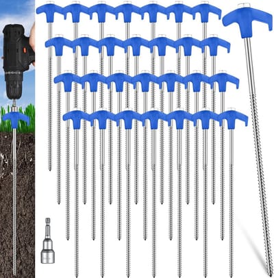20x Zware Grondpennen Schroefbaar voor Tenten en Tuin - Geïsoleerde Metalen Haringen met Schroefdraad