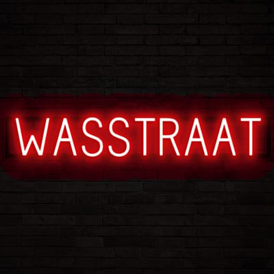 WASSTRAAT - Lichtreclame Neon LED bord verlicht | SpellBrite | 97,87 x 16 cm | 6 Dimstanden & 8 Lichtanimaties | Reclamebord neon verlichting