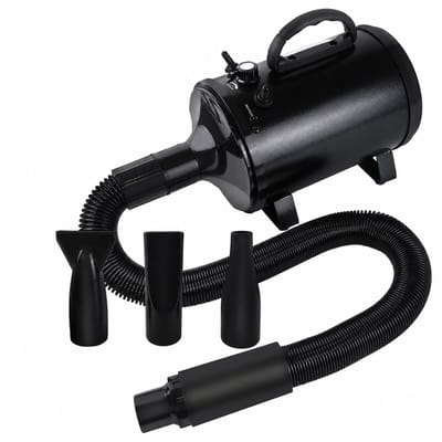 Sello! krachtige waterblazer – hondenföhn – drogen – instelbare snelheid, temperatuur – 3 opzetstukken – 500/2800 watt – zwart