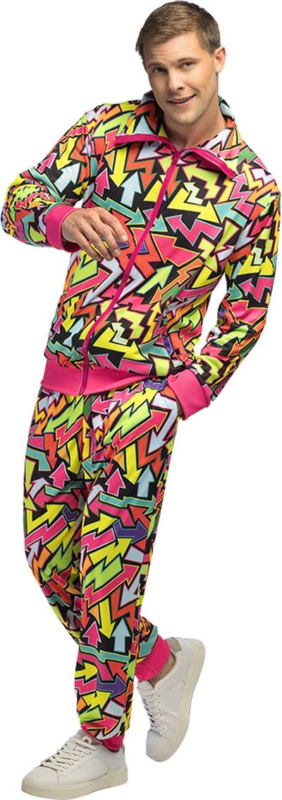 Boland - Trainingspak Street art dude UV (S) - Volwassenen - - 80s - 90s - foute party - grappig - retro trainingspak - neon