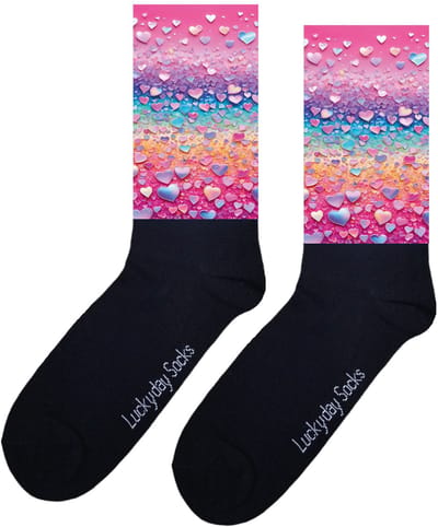 LuckyDay Socks - Hartjes - Grappige sokken - Origineel cadeau - Verjaardag cadeau - Trend nu - Opkikker - Vrolijke sokken - Cadeautje - Grappig cadeau - Kunst sokken - Liefde - Geslaagd cadeau - Kerstcadeau - Vaderdag - Moederdag - Maat 37-44
