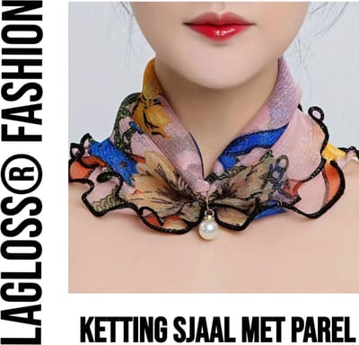 LaGloss® Dames Ketting Sjaaltje met Parel Mesh Sjaal - Elegant – Accessoire – Nek sjaal