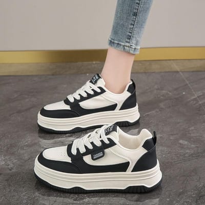Platform Witte Schoenen Kinderen Lente en Herfst Nieuwe Hong Kong Stijl Sportschoenen Veelzijdig Ademend Casual Studenten Boardschoenen 40 zwart