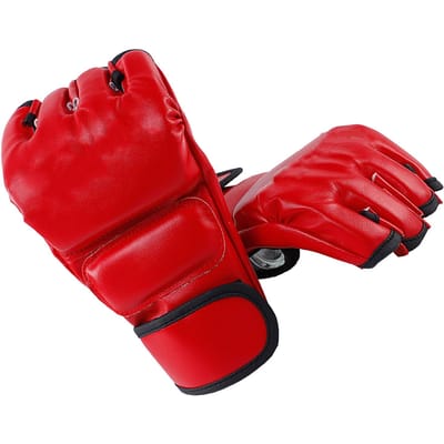 Unisex MMA Handschoenen Halve Vinger Bokshandschoenen met Open Handpalmen voor Gevechtstraining Rood red