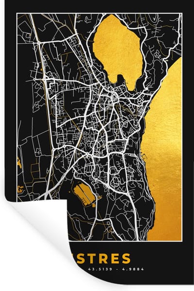 Muurstickers - Sticker Folie - Frankrijk - Plattegrond - Istres - Stadskaart - Kaart - 20x30 cm - Plakfolie - Muurstickers Kinderkamer - Zelfklevend Behang - Zelfklevend behangpapier - Stickerfolie