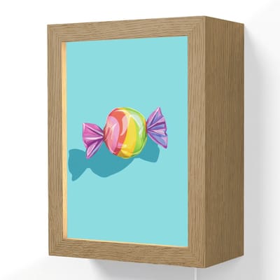 Wandlamp 15x20 cm - Oplaadbaar - Blauw - Snoep - Regenboog - Wandlampen binnen woonkamer - Slaapkamer lamp met kabel - Decoratieve nachtlamp - Vloerlamp snoer
