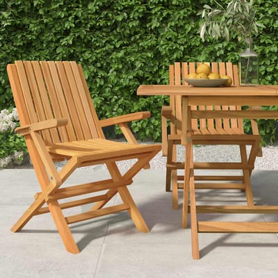 vidaXL - Opklapbare - stoelen, - 2 - stuks, - 61x67x90 - cm, - massief - teakhout