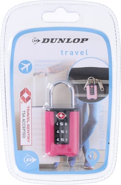 Dunlop TSA slotje - roze - kunststof/metaal - cijferslot - bagageslot voor reistassen/koffer - Handbagage sloten