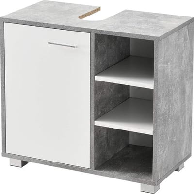 Luxe Wastafel Onderkast – Met Uitsparing – Vrijstaand – Badkamer Kastje – Betonlook – 4 Lades – Stijlvol Design – Grijs