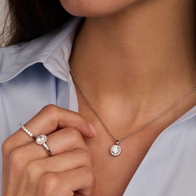 TI SENTO Dames Ketting - 925 zilver - Zirconia wit - Maat 42 - 34123ZI