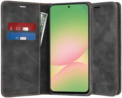 Hoesje geschikt voor Samsung Galaxy A56 - Techsuit Confy Book Wallet Case - Zwart