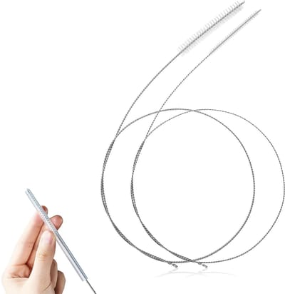 Set van 2 flexibele reinigingsborstels van 100 cm, in roestvrij staal, extra lange reinigingsborstel, multifunctionele reinigingsborstel voor rietjesbuis, buis, flessen