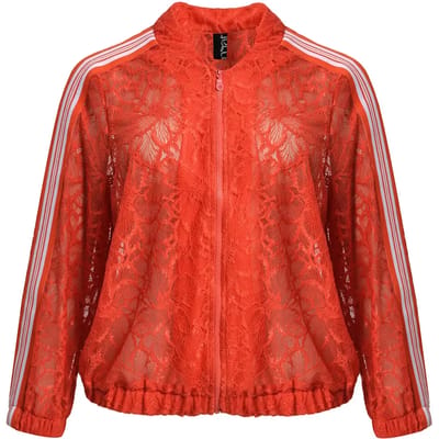 Dames sweatshirt jack met rits en veters met strepen Mat Fashion Sport