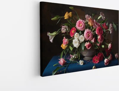 Saammp Canvas Schilderij - Bloemen Stilleven - Natuur - Romantisch - 45x30 - Foto op canvas - Wanddecoratie - Muurdecoratie Woonkamer - Kantoor Decoratie