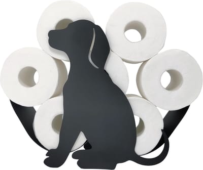 Sanics® Reserverolhouder Hond Vrijstaand – WC Papier houder – Toiletrolhouder Zwart – WC Rolhouder staand 7 Rollen