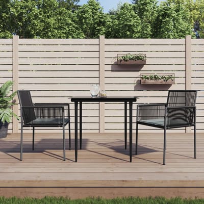 vidaXL - Tuinstoelen - 2 - st - met - kussens - 54x60,5x83,5 - cm - poly - rattan - zwart