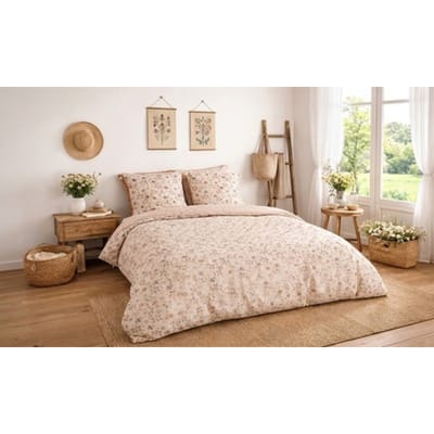 100% katoenen dekbedovertrekset met elegante bloemenprint: Tropische natuur / 240 x 220