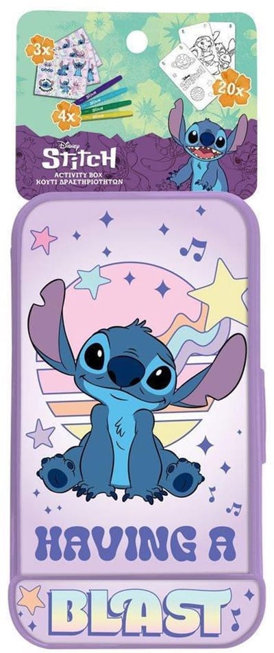 Lilo & Stitch activity box 27-delig – kleurboek, 3 stickervellen & 4 markeerstiften – 28 × 2 × 10 cm