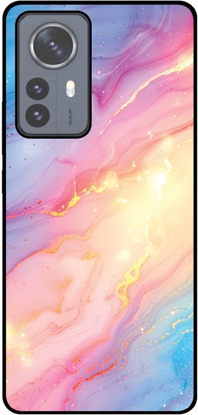 Smartphonica Telefoonhoesje Geschikt voor Xiaomi 12 Pro met Regenboog Glitter Marmer Opdruk - TPU Backcover Case Rainbow Glitter Marble Design geschikt voor Xiaomi 12 Pro