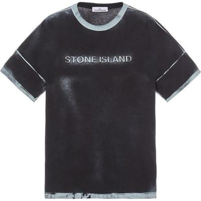 Stone Island Hand Sprayed Serie Handgeschilderd Bedrukt Geverfd Ronde Hals Korte Mouw T-shirt Heren Tops Hemelsblauw 7815210T4-V0041 L gray