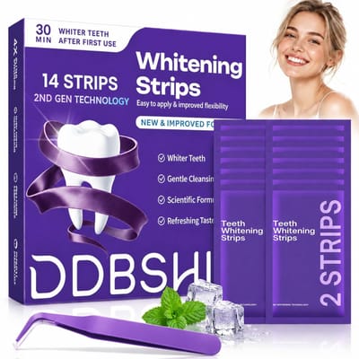 Dailygoods- Tandbleekstrips 14 Paar - Professionele Tandbleekstrips - Effectieve Verwijdering Koffie- en Theevlekken - Snelle Verbetering - Inclusief Pincet - Natuurlijke Stralende Glimlach - Tandenbleekmiddel