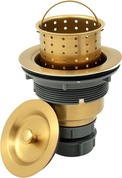 Gouden Gootsteenafvoer - Gootsteenzeef Afvoer - Keuken Afvoer Reinigen - Verwijderbare Diepe Mand - 3 1/2 inch Opening - Goud