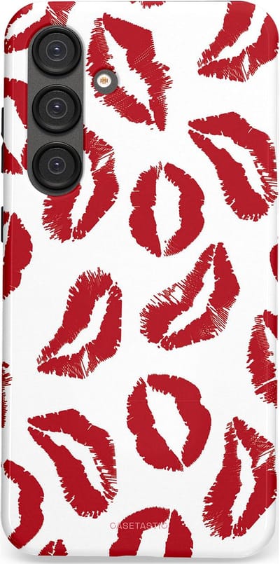 Casetastic Hoesje Geschikt voor Samsung S25 Plus - Stijlvolle Beschermende Duo-layer Case - Liefdeskusjes Rood Zoenen
