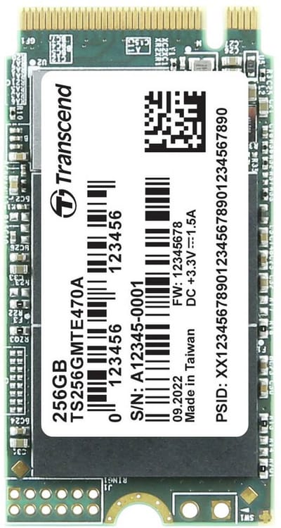 Transcend MTE470A 256 GB NVMe/PCIe M.2 SSD 2242 harde schijf PCIe NVMe 3.0 x4 Industrial TS256GMTE470A
