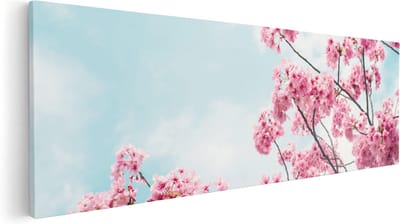 Artaza Canvas Schilderij Bloesemtak - 60x20 cm - Muurdecoratie Bloemen - Wanddecoratie Lente - Kamer Accessoires