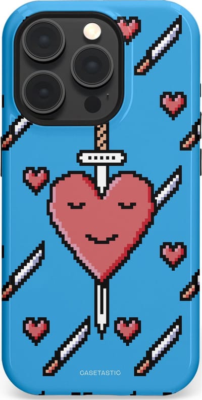 Casetastic hoesje geschikt voor Apple iPhone 15 Pro - MagSafe - Dubbellaagse bescherming - Zwaard saga - Fashion Case - Lichtblauw Zwart Koraal