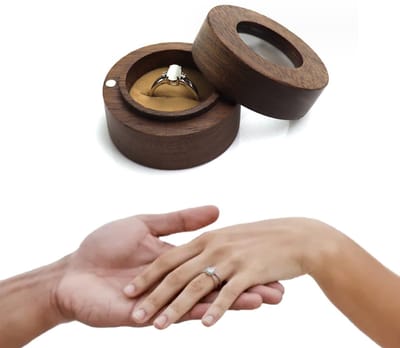 Dailygoody - Houten ringendoos - Trouwringen opslaan - Walnoot - Ringendoos bruiloft - Valentijnsdag - Zwart