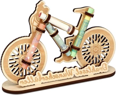 Houten Geldcadeaus in Fietsontwerp, Houten Stand voor Geld, Creatieve Geldverpakking voor Verjaardag, Bruiloft en Feestjes
