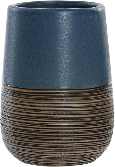 Items Badkamer tandenborstelhouder/drinkbeker - polystone - marineblauw - 7 x 11 cm - badkamer