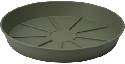 Pro Garden plantenpot onder schotel - opvang schaal - donkergroen - dia 24 cm - Kunststof - rond - voor een bloempot met dia 25/30 cm