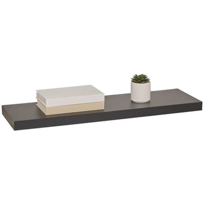 5five Zwevende wandplank Bassline - zwart - 80 cm - hout/MDF - boekenplank - muurplank - opbergplank - hangplank