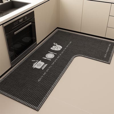L-vormige Vuilafstotende Diatomeeënaarde Vloermat met Geavanceerde Uitstraling Gemakkelijk Schoon te Maken Antislipmat Huishoudelijke Waterabsorberende Sneldrogende Voetmat 80 * 150 * 45cm