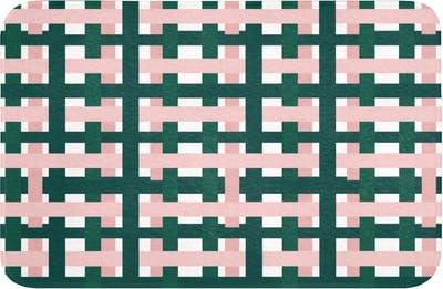 WC mat 60x40 cm - Antislip - Vlechtpatroon - Groen - Roze - Grafisch - Toiletmat - Vloermat - Douchemat - Toilet tapijt - Toiletmatten
