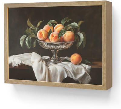 Wandlamp 40x30 cm - Oplaadbaar - Stilleven - Perziken - Vintage - Wandlampen binnen woonkamer - Slaapkamer lamp - Decoratieve nachtlamp - Vloerlamp draadloos