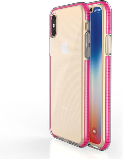 Peachy Beschermend gekleurde rand hoesje geschikt voor iPhone X XS Case TPE TPU back cover - Roze