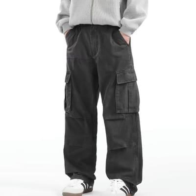 Werkbroeken voor Heren Lente en Herfst Nieuw Amerikaans Retro Multi-pocket Knappe Losse Rechte Casual Broek M black