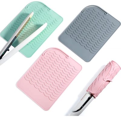 3-Pack - Krultang Pads - Hittebestendige Siliconen Pads - Geschikt voor Krultangen, Stijltangen, Platte Clips - Antislip Isolatie (Roze/Grijs/Groen)