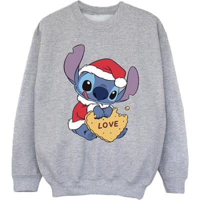 Disney Meisjes Lilo And Stitch Kerstmis Love Biscuit Sweatshirt (Sportgrijs)