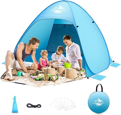 Automatic Portable Throwing Sun Protection Tent for 2-4 People - UV Protection 50+ - Camping and Beach Tent with Carry Bag for Families Beach Tent