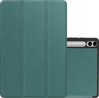 Hoes - Geschikt voor Samsung Galaxy Tab S9 FE Plus - Dun & Stevig - Trifold Bookcase - Hard Cover Case - Met Uitsparing Geschikt voor S Pen - Hardcover Book - Tablet Hoesje - Donkergroen